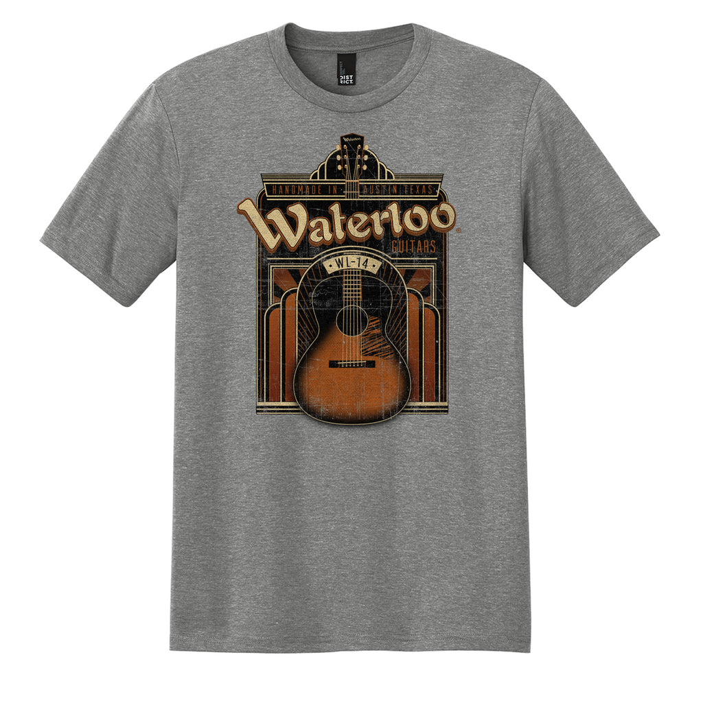 Mens Waterloo Art Deco WL-14 Graphic T-Shirt Grey Frost
