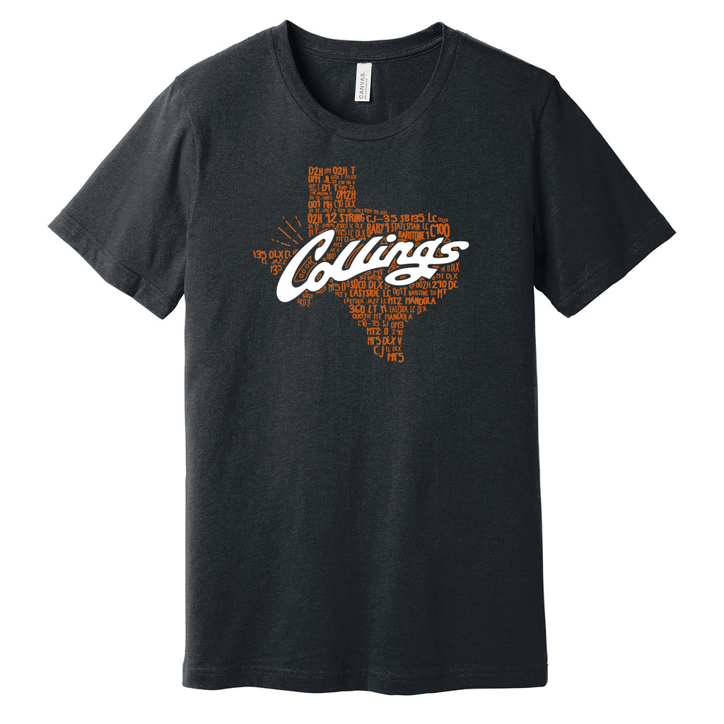 Mens Collings Texas Collage T-Shirt Deep Heather