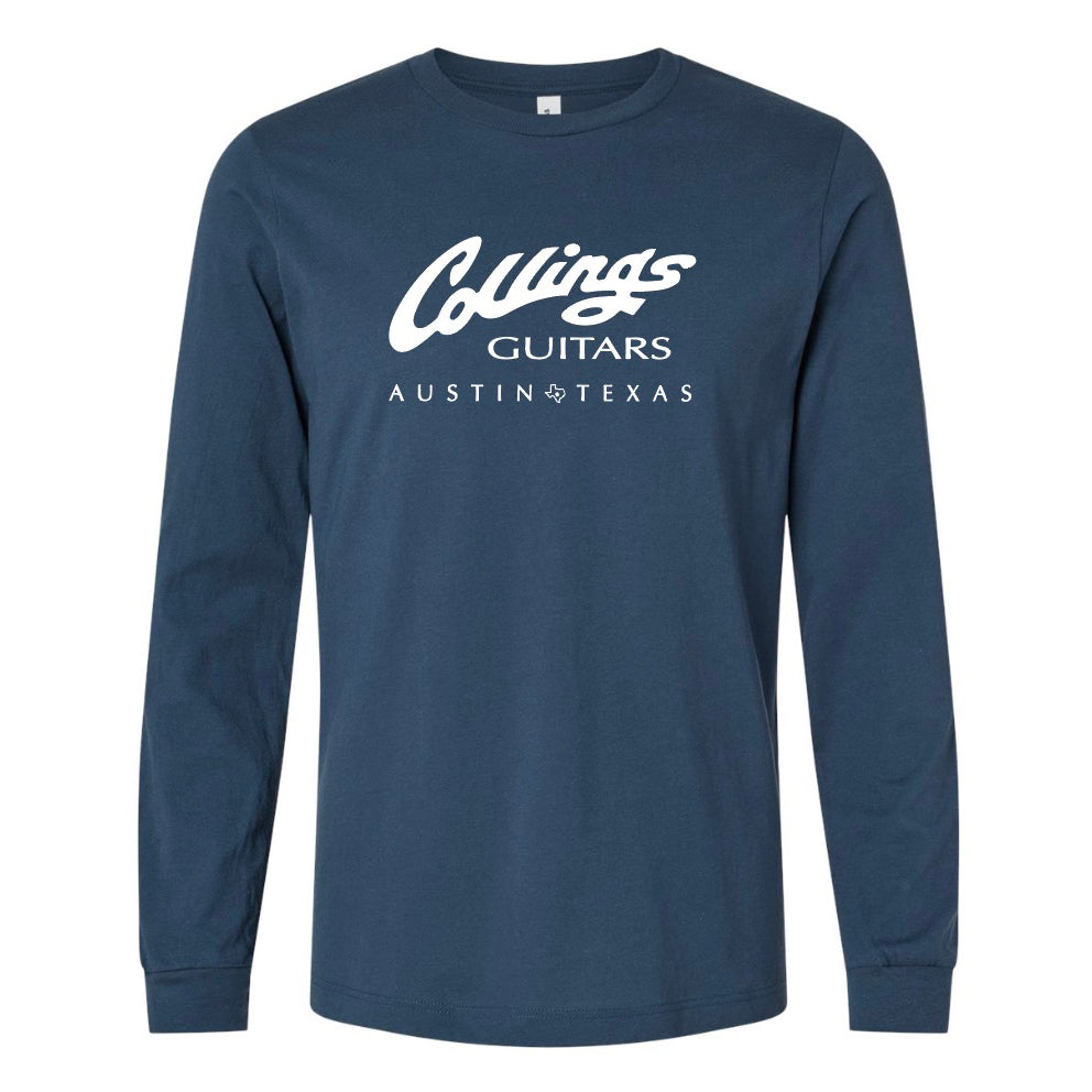 Mens Collings Logo Long Sleeve T-Shirt Vintage Blue