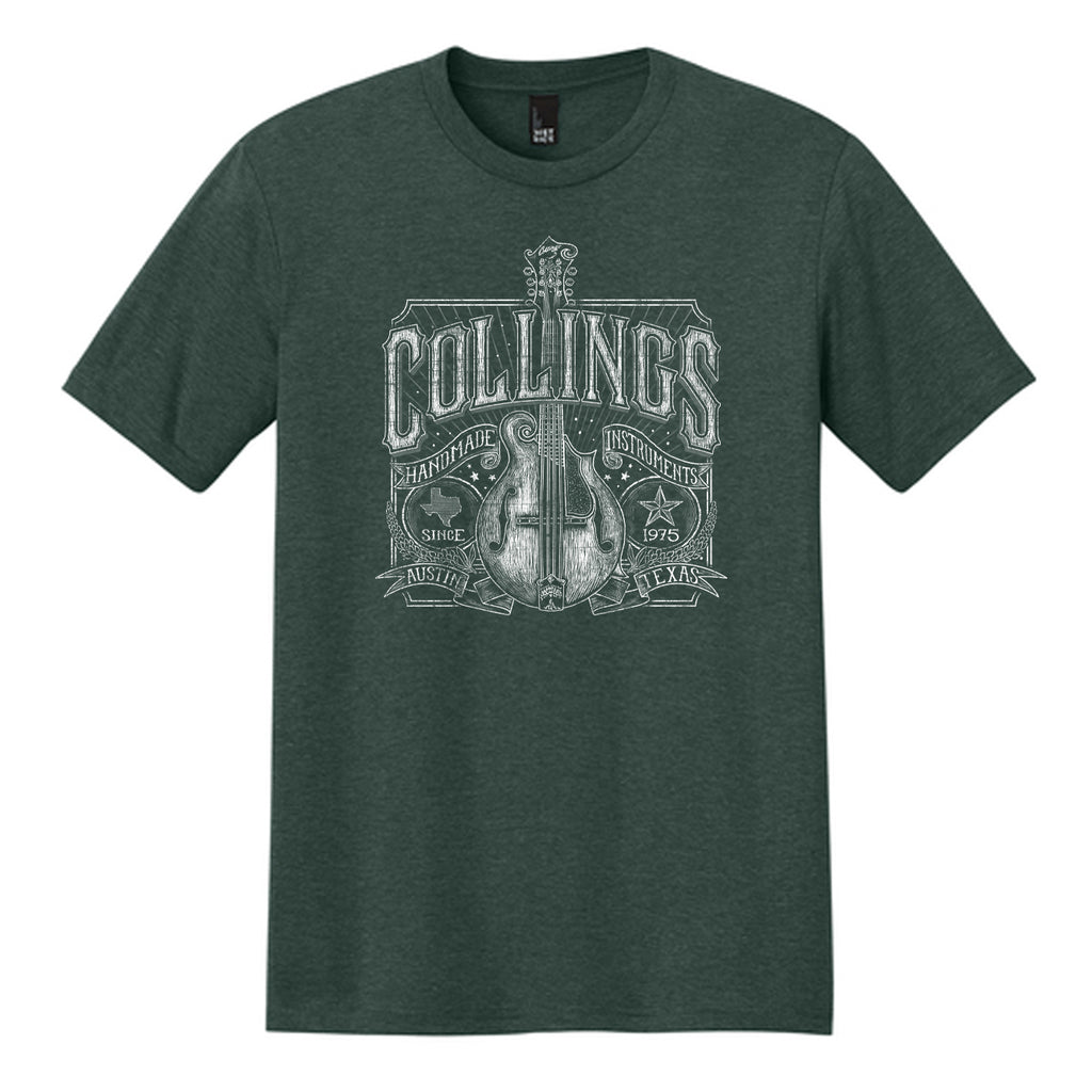 Mens Collings Mandolin Graphic T-Shirt Heather Forest Green