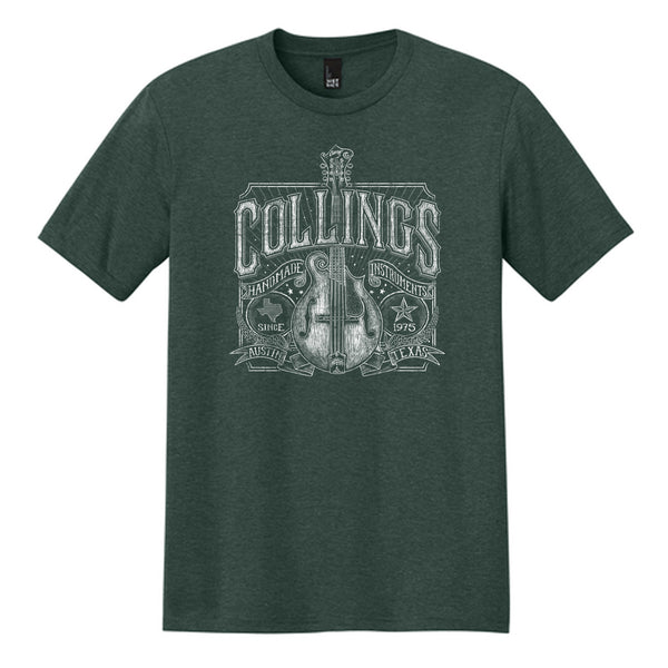 Mens Collings Mandolin Graphic T-Shirt Heather Forest Green